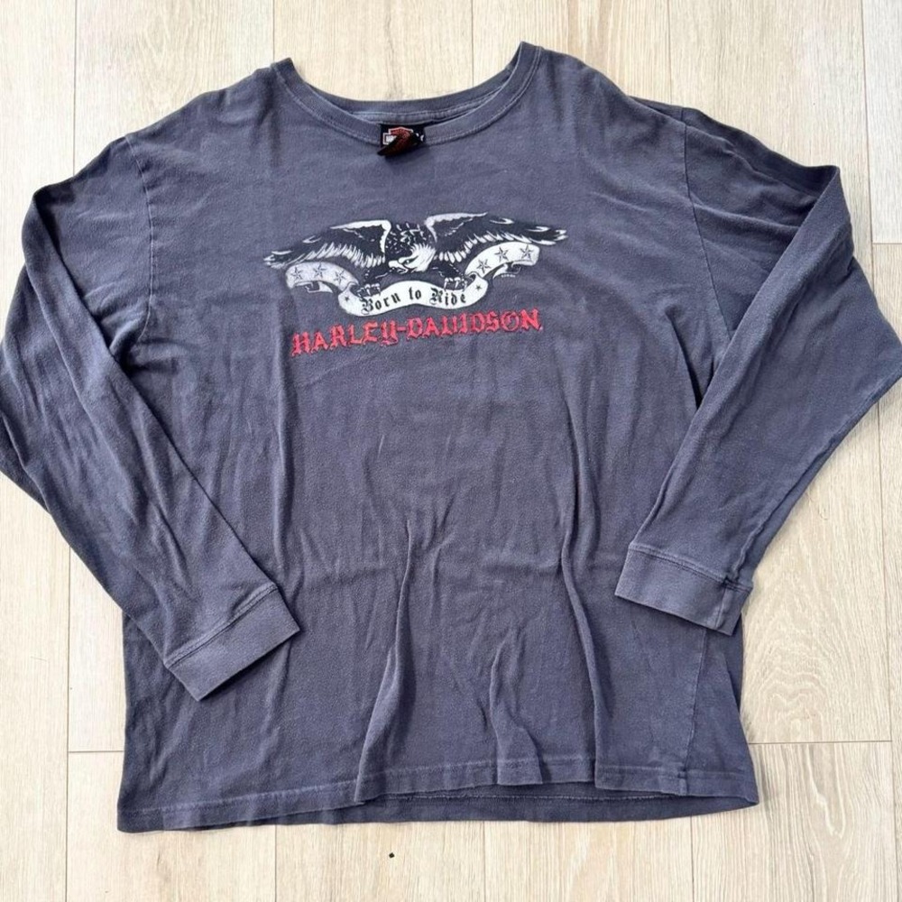 Harley Davidson Mens XL Long Sleeve T-Shirt Born to Ride Eagle Las Vegas Nevada